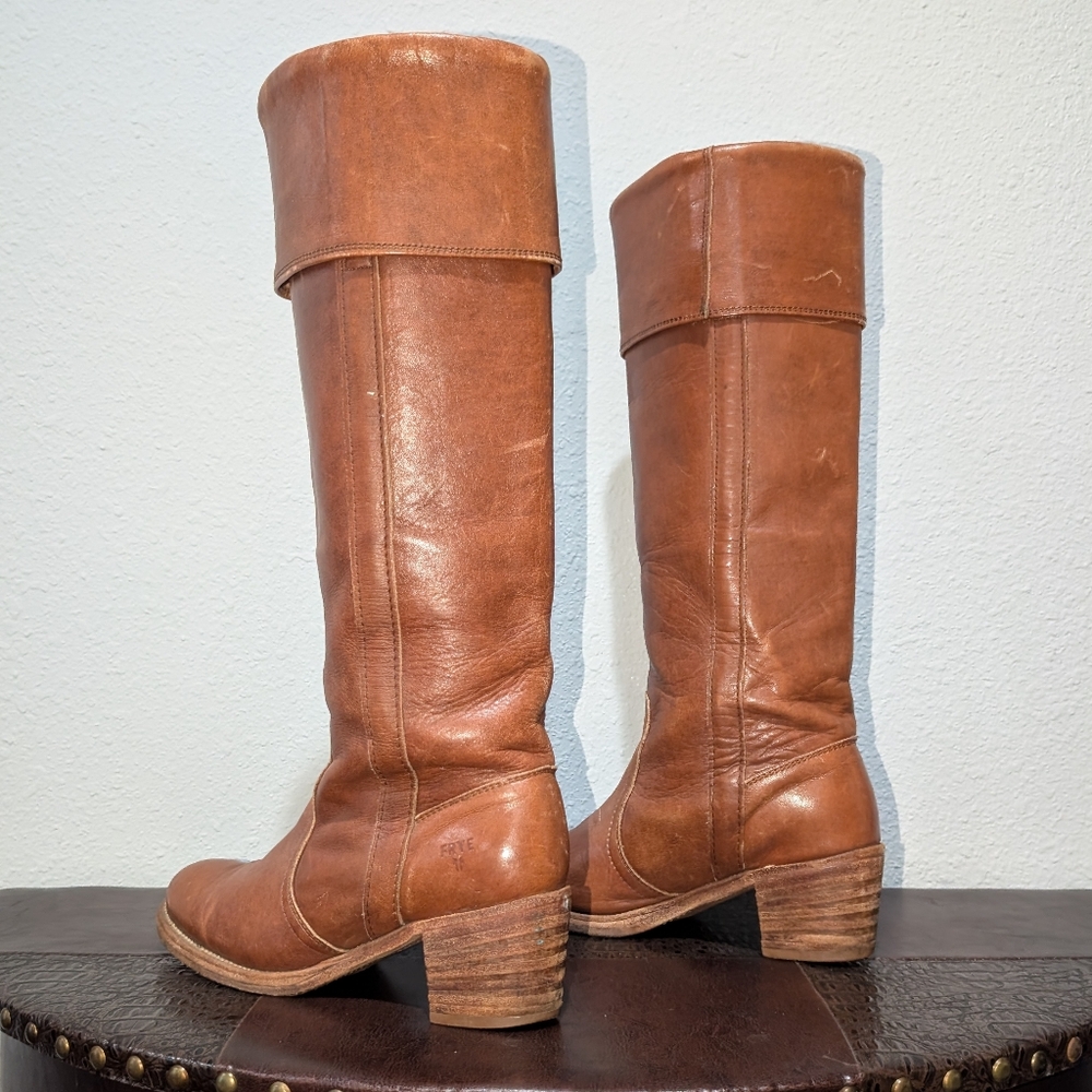 FRYE True Vintage Campus Tall Cuff Brown Boot size 7.5 - Picture 4 of 14